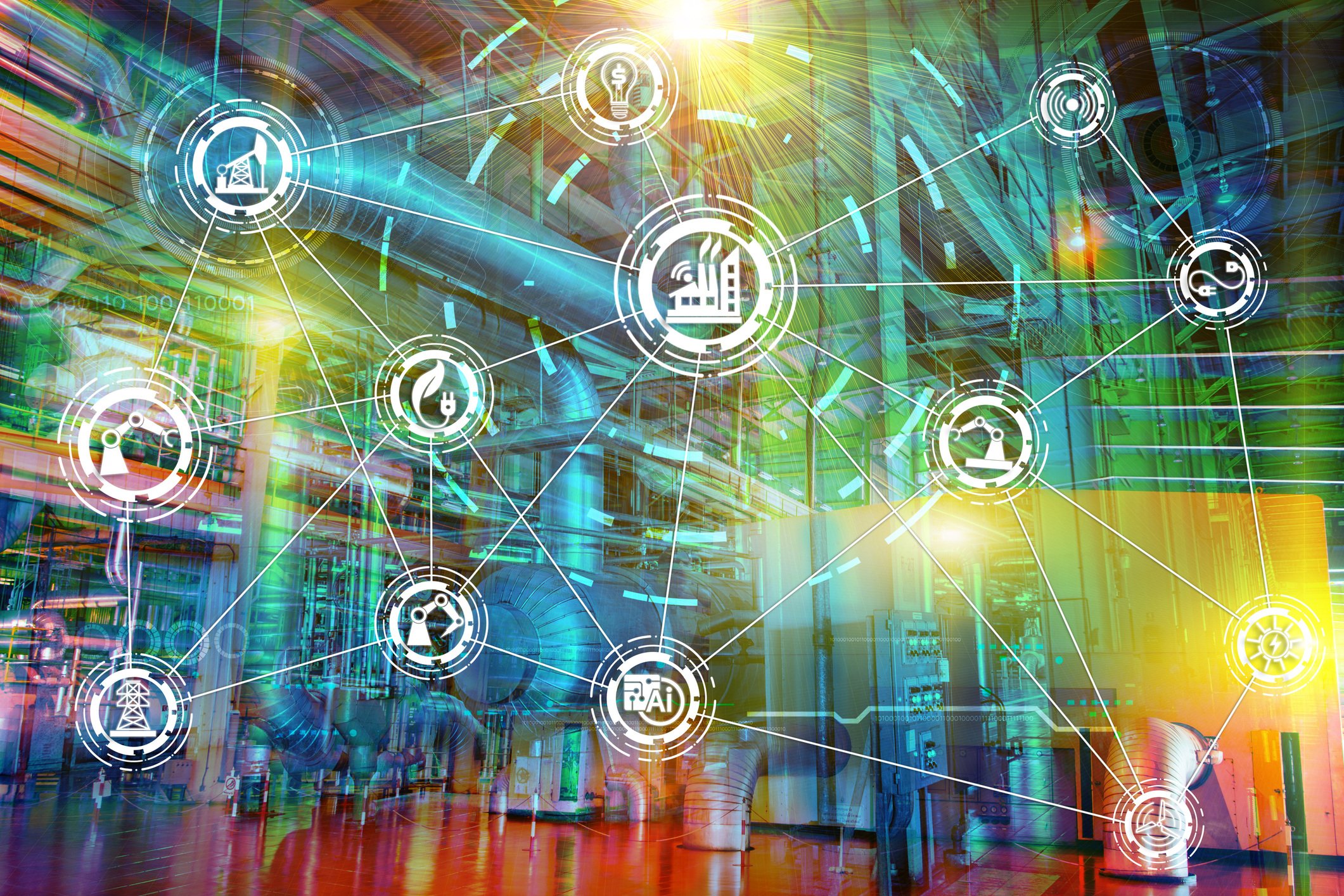 digital visual of multiple processes happening for chemical automation