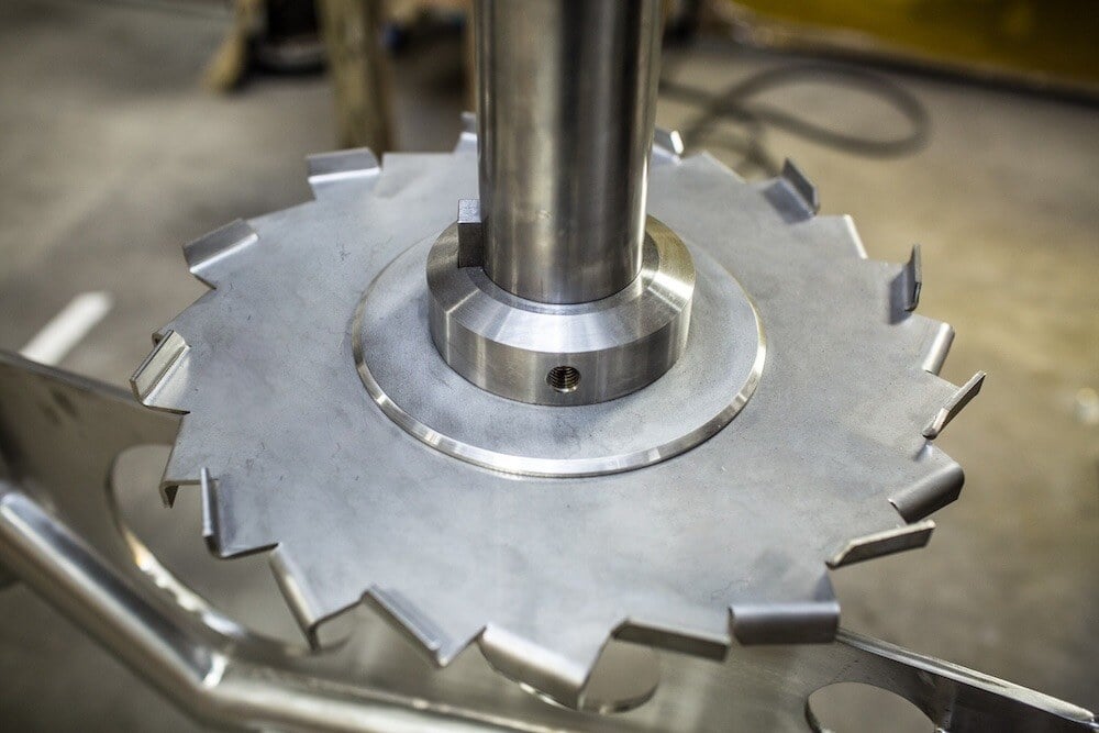 high shear mixer part up close