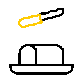 spreadable cheese being cut by butter knife